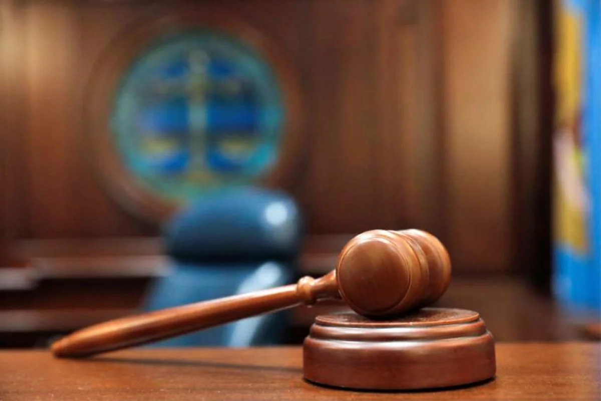 A gavel and a block are pictured on a judge's bench in this illustration picture