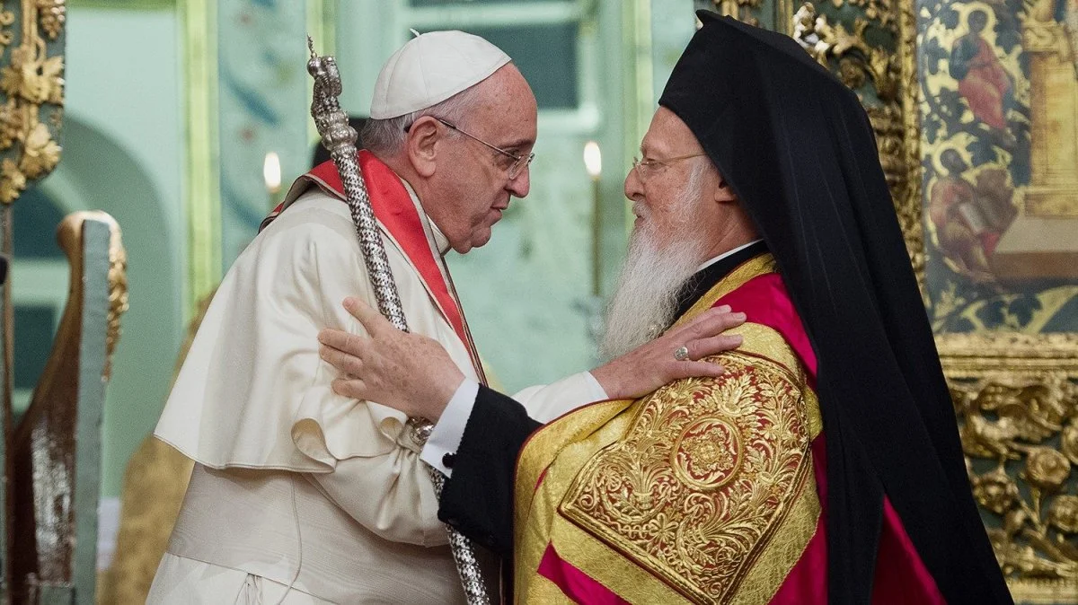 Pope Francis and Patriarch Bartholomew I of Constantinople meet at the Phanar in Istanbul