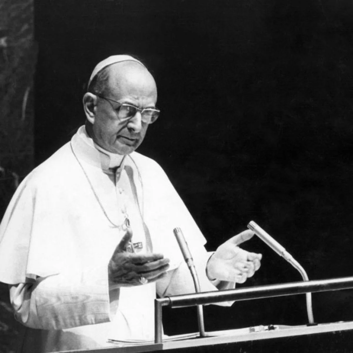 Pope Paul VI makes a special appeal for world peace in 1965 at the United Nations headquarters in New York.