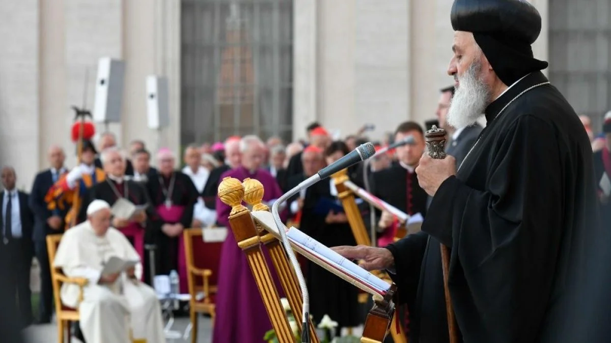An ecumenical prayer service in St. Peter's Square titled 'Together: Gathering of the People of God'. The prayer service occurred the day before the beginning of the 1st Session of the XVI Ordinary General Assembly of the Synod of Bishops