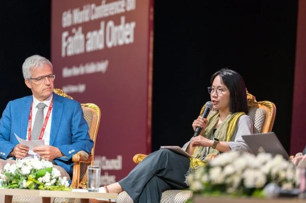 Suk Yi Pang (Hong Kong Council of the Church of Christ in China) speaks during a plenary on 'Living Visible Unity' at the World Council of Churches Sixth World Conference on Faith and Order in Wadi El Natrun, Egypt, around the theme 'Where now for visible unity?'