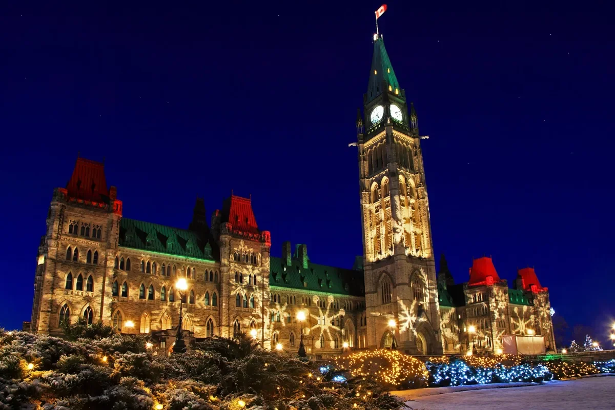 Parliament at Christmastime