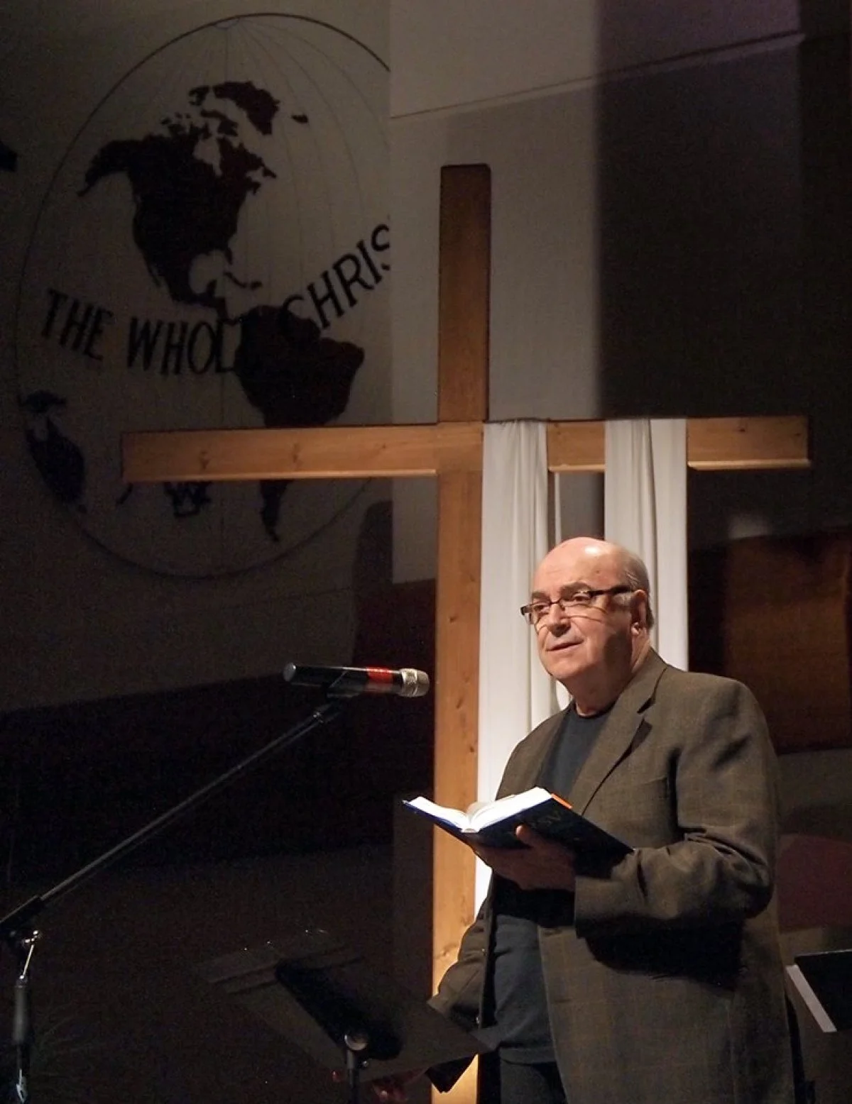 Fr. Bernard de Margerie speaking at Circle Drive Alliance Church in Saskatoon during an Evangelical-Catholic joint prayer service