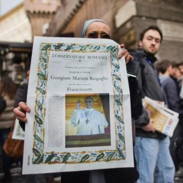 The cover of <em>L'Osservatore Romano</em> announcing the election of Pope Francis