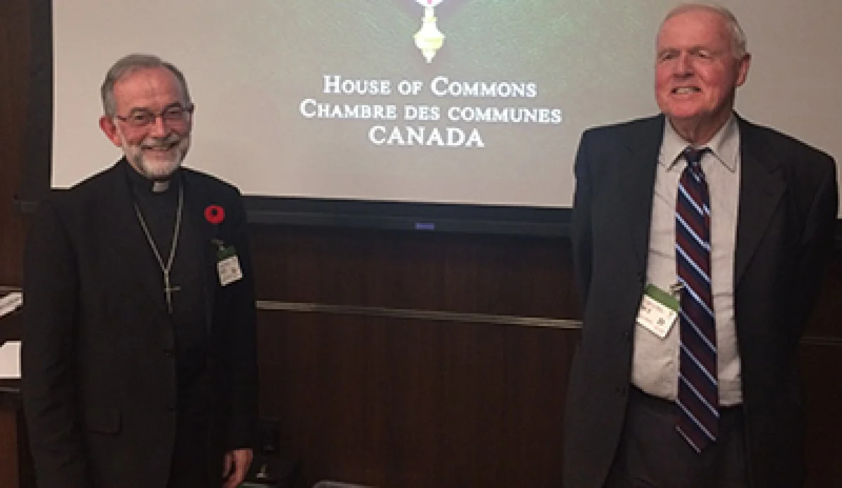 Most Reverend Lionel Gendron, P.S.S., Bishop of Saint-Jean-Longueuil and President of the CCCB and Mr. Bruce F. Simpson, a partner specializing in criminal law with Barnes Sammon LLP