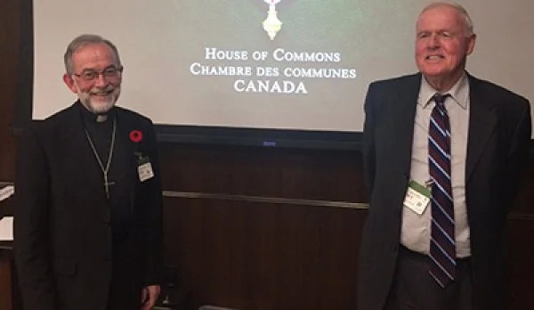 Most Reverend Lionel Gendron, P.S.S., Bishop of Saint-Jean-Longueuil and President of the CCCB and Mr. Bruce F. Simpson, a partner specializing in criminal law with Barnes Sammon LLP