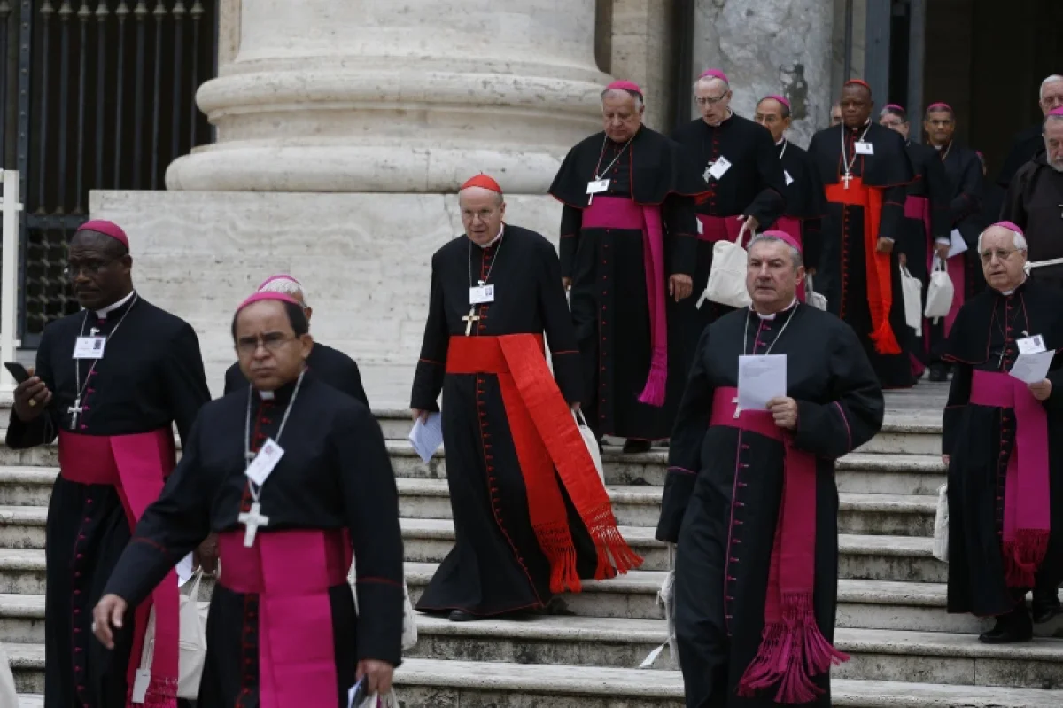 Bishops from around the world walk in procession from St. Peter’s Basilica at the start of the Synod of Bishops for the Amazon at the Vatican in this file photo. Pope Francis has chosen the theme of “synodality” for the next synod in 2022