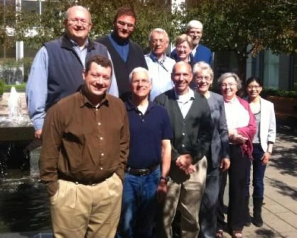 The Anglican-Roman Catholic Dialogue of Canada meeting in Montréal. Back: Raymond Lafontaine, Alexander Laschuk, David Neelands, Catherine Clifford, Kevin Flynn, Front: Bruce Myers, Joseph Mangina, Bishop Don Bolen, Bishop Linda Nicholls, Eileen Conway, Carolyn Chau