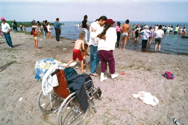 Pilgrims take to the waters of Lac Ste. Anne west of Edmonton