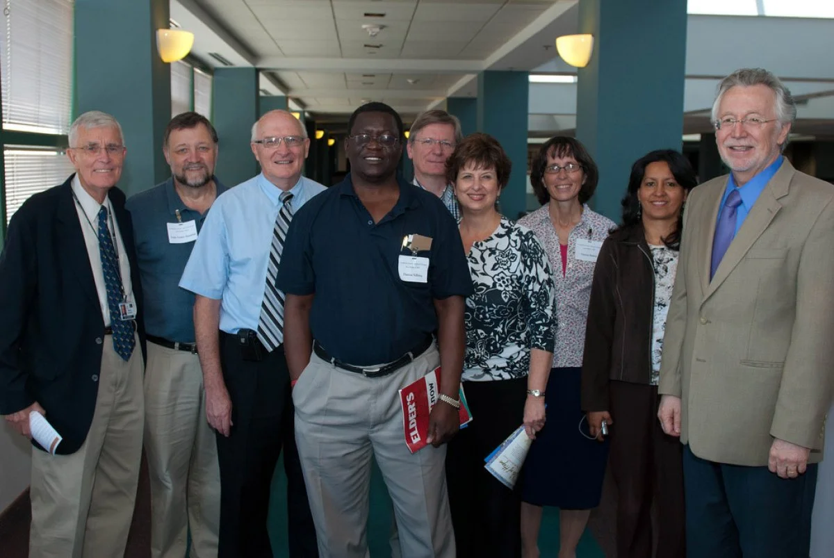 Participants in the SDA-MWC conversations (left to right): William Johnsson (SDA co-chair); Tom Yoder Neufeld (MWC), Robert (Jack) Suderman (MWC); Danisa Ndlovu (MWC); Henk Stevers (MWC); Valerie Rempel (MWC); Teresa Reeve (SDA); Patricia Urueña (MWC); and John Graz (SDA). Missing are: Denis Fortin (SDA); Bert Beach (SDA); Gary Councell (SDA); Peter Landless (SDA); Ganoune Diop (SDA)