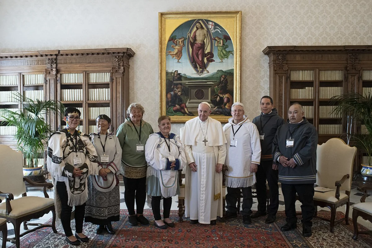 The Inuit Tapiriit Kanatami delegation visits with Pope Francis