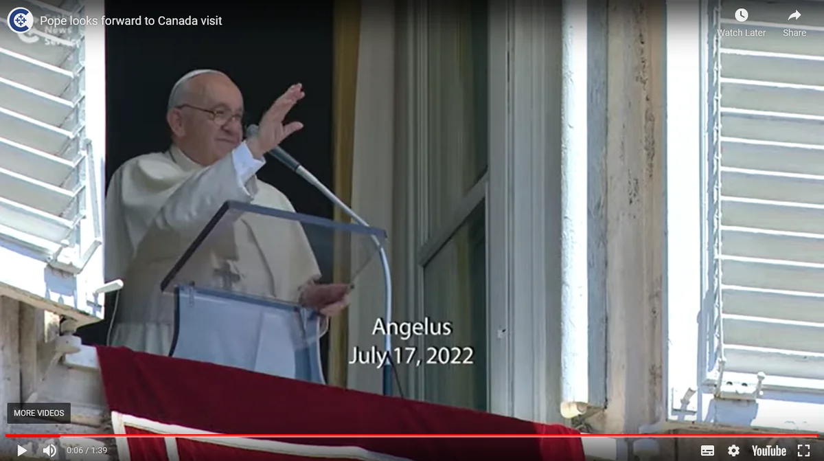 Pope Francis addresses the crown in St. Peter's Square after the Angelus