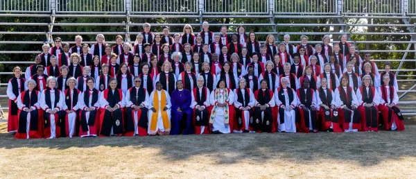 The women Bishops pose for their group photograph during the 2022 Lambeth Conference at the University of Kent in Canterbury, United Kingdom