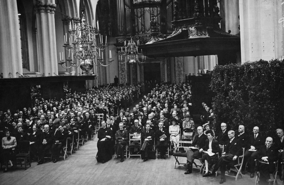 Opening service of the 1st WCC Assembly in Nieuwe Kerk, Amsterdam, Netherlands