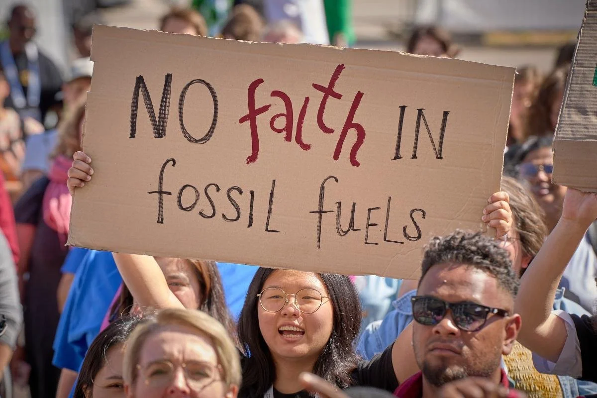 Activists demand attention to the climate crisis during a protest at the World Council of Churches' 11th Assembly in Karlsruhe, Germany. The Assembly's theme is 'Christ's Love Moves the World to Reconciliation and Unity'