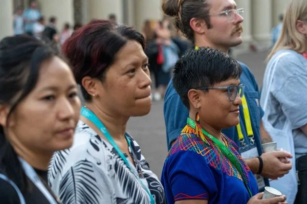 Participants in the WCC's Indigenous Peoples' Pre-Assembly gathered for an informal time of prayer on the first evening of their gathering