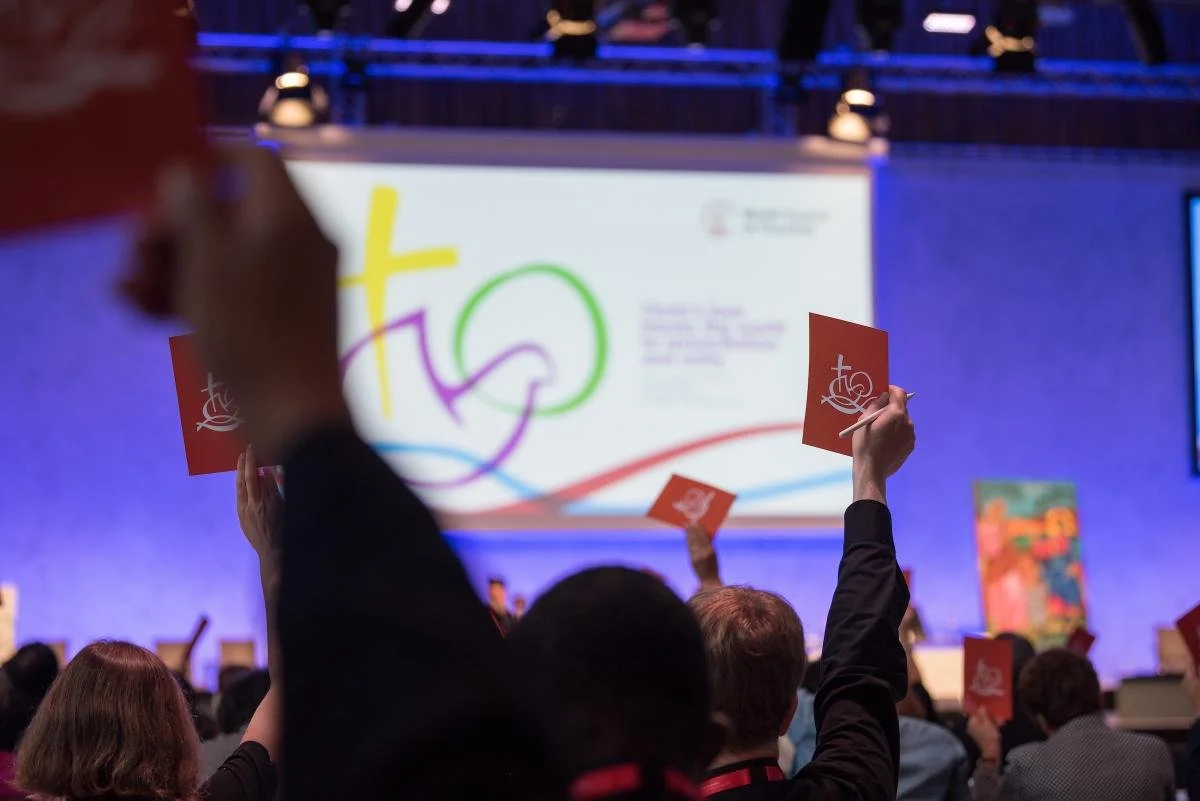 Closing business plenary at the 11th Assembly of the World Council of Churches, held in Karlsruhe, Germany from 31 August to 8 September, under the theme 'Christ's Love Moves the World to Reconciliation and Unity'