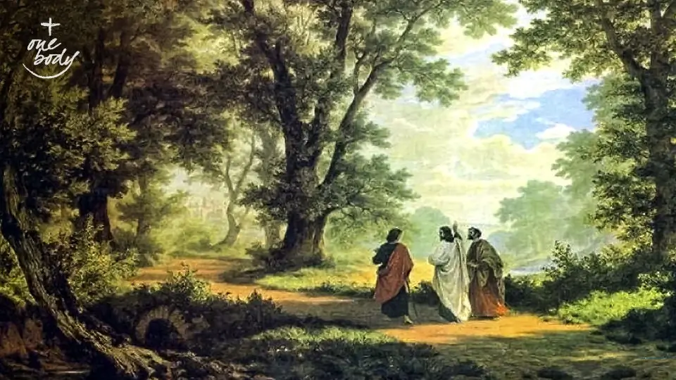 Detail of <i>The Road to Emmaus</i> by Robert Zünd (1877)