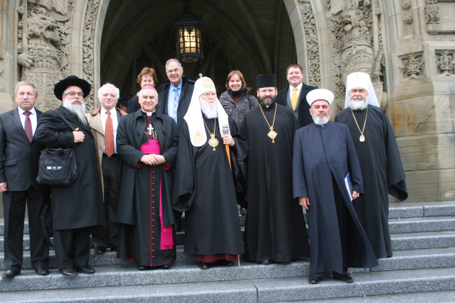 The Ukrainian delegation who met with Prime Minister Stephen Harper included Major Archbishop Sviatoslav Shevchuk, the primate of the Ukrainian Greek Catholic Church, the Chief Rabbi of Kiev and Ukraine, Rabbi Jacob Dov Bleich, the heads of the three Orthodox churches in Ukraine, leaders from evangelical and Adventist religious communities and the Muslim Mufti of Ukraine. Photo by Deborah Gyapong