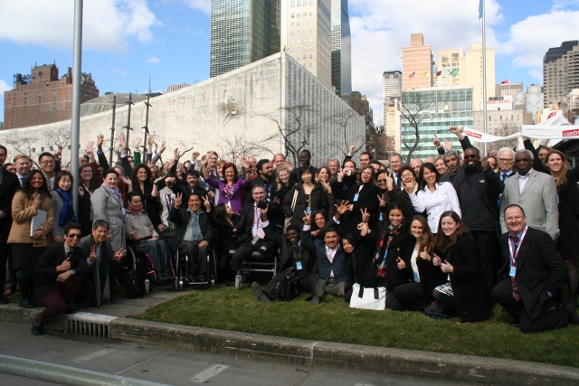 Arms Trade Treaty campaigners including representatives of ecumenical organizations at UN headquarters for the March 2013 conference that adopted the treaty