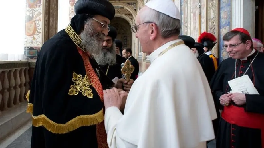 Pope Francis and Coptic Pope Tawadros II in Rome on 40th anniversary of visit of Coptic Pope Shenouda III