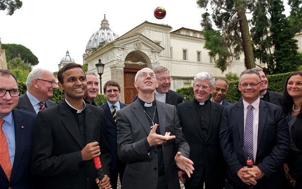 Archbishop Justin Welby meets the Vatican First XI during his recent visit to Rome, 15 June 2014. Source: archbishopofcanterbury.org