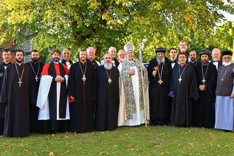 Members of the Anglican-Oriental Orthodox International Commission outside St. Asaph Cathedral, Wales