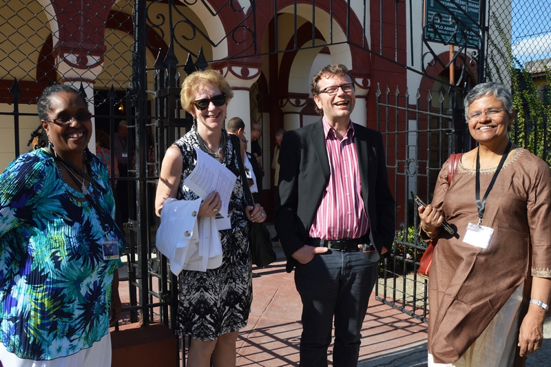 Guests, staff, and members of the WCRC Executive Committee outside the Luyanó Presbyterian Reformed Church