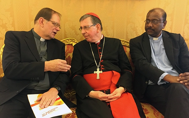 The relationship between the World Communion of Reformed Churches (WCRC) and the Roman Catholic Church was both broadened and deepened during a series of meetings at the Vatican. WCRC General Secretary Chris Ferguson talks with Cardinal Kurt Koch while WCRC President Jerry Pillay looks on