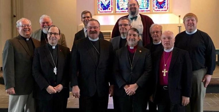 Representatives of the Anglican Church in North America, Lutheran Church-Missouri Synod, and Lutheran Church-Canada at the latest round of dialogue, February 8-9, 2016 in St. Louis, Missouri