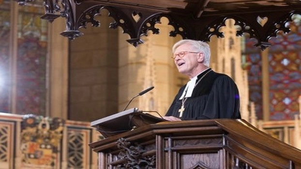 Bishop Heinrich Bedford-Strohm preaching at the 31 October service at Wittenberg's Castle Church