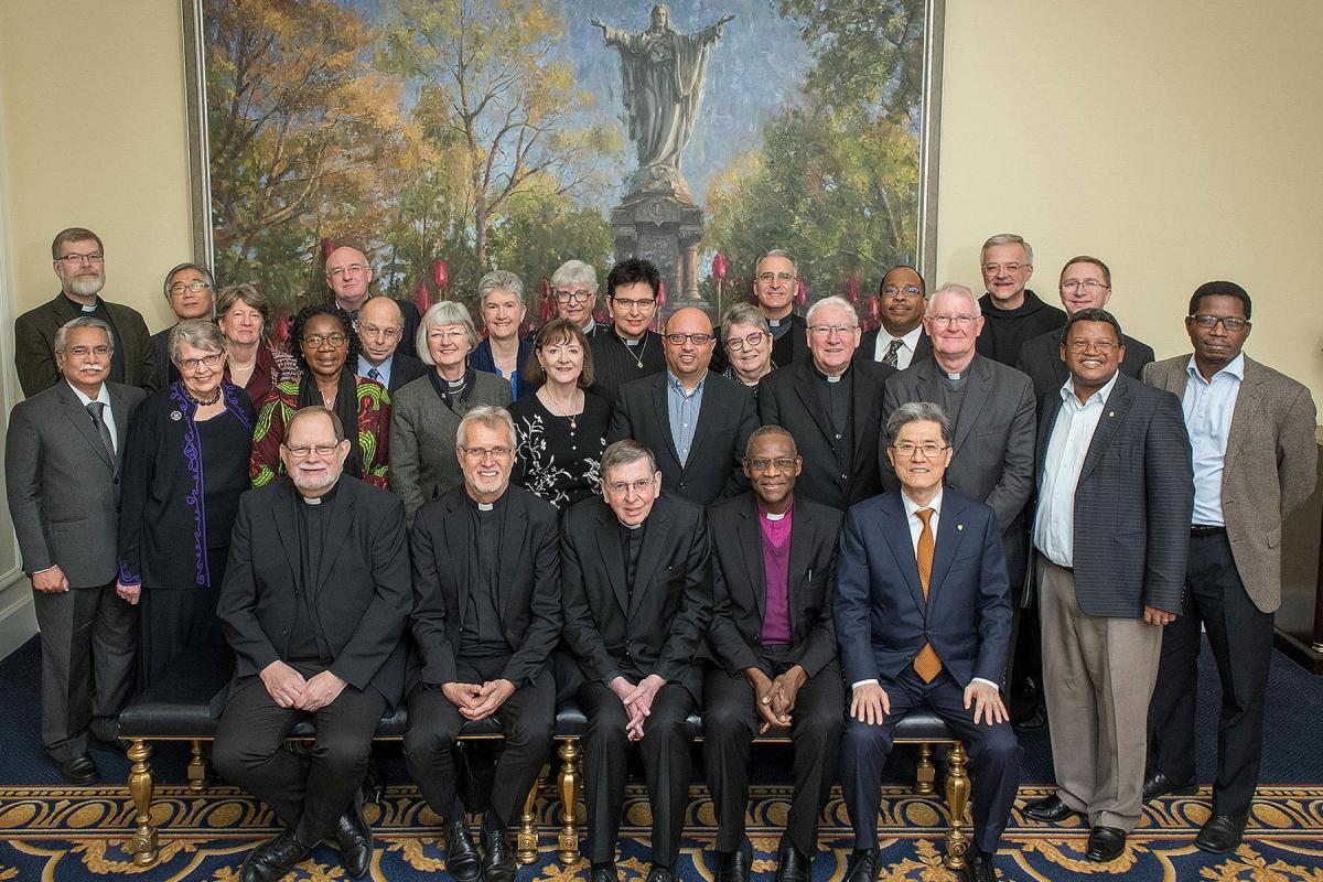 The representatives of five Christian World Communions - Anglicans, Catholics, Lutherans, Methodists and the Reformed - at the Notre Dame Consultation. Photo: Steve Toepp/University of Notre Dame