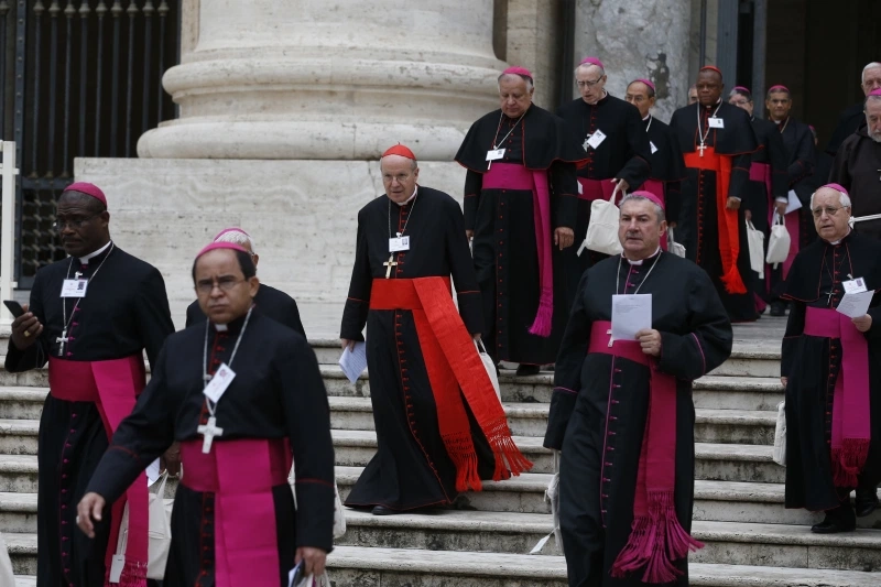 Bishops from around the world walk in procession from St. Peter’s Basilica at the start of the Synod of Bishops for the Amazon at the Vatican in this Oct. 7, 2019, file photo. Pope Francis has chosen the theme of “synodality” for the next synod in 2022