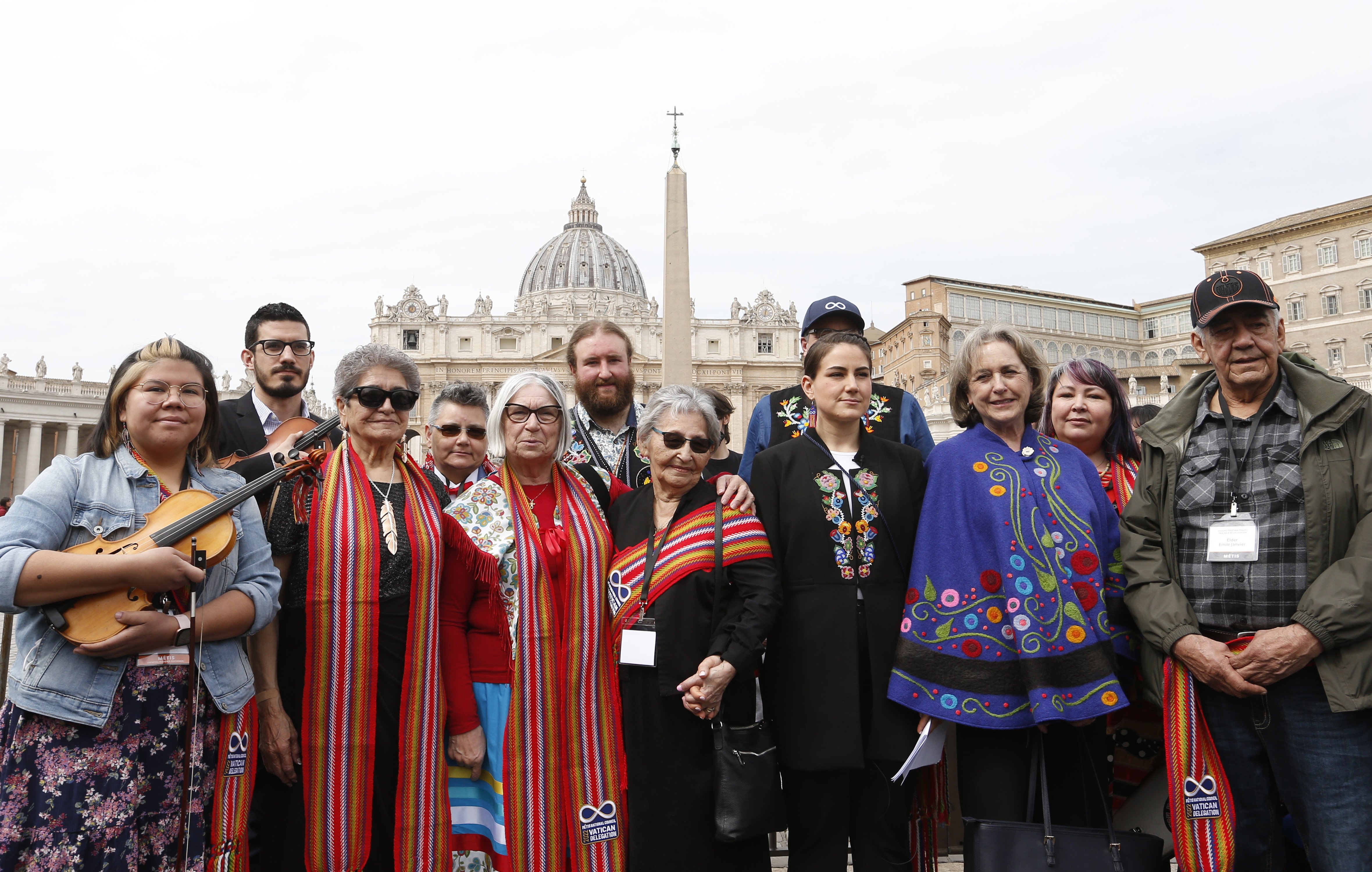 The Métis National Council delegation poses for a group photo following a meeting with Pope Francis