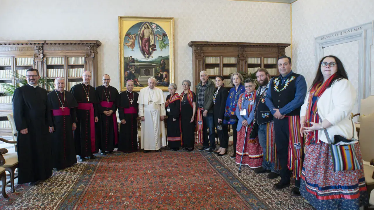 The Métis National Council delegation visits with Pope Francis