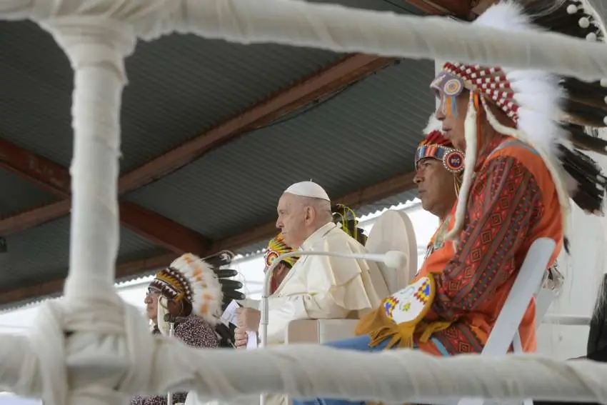 Pope Francis meets with First Nations, Métis and Inuit communities at Maskwacis, Alberta