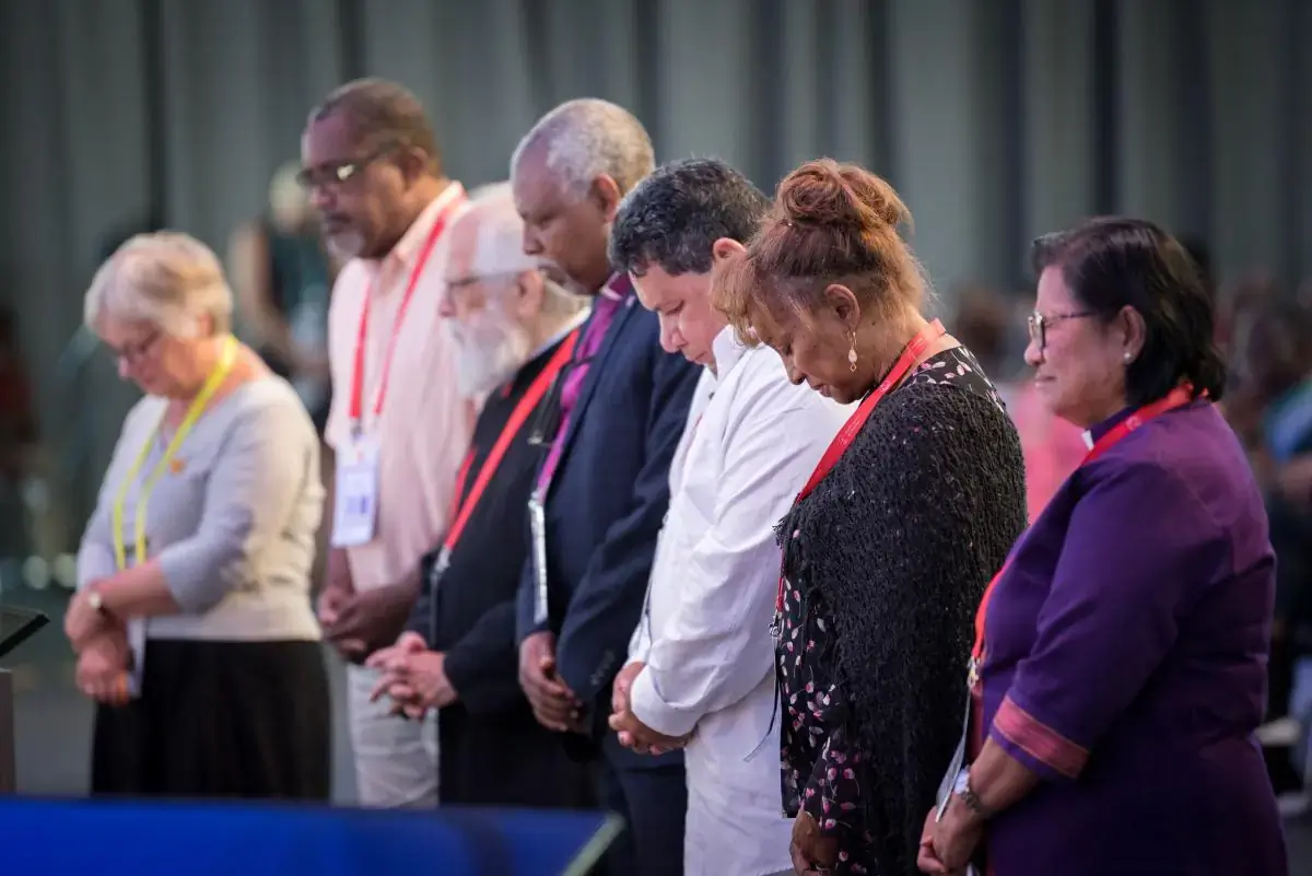 Moment of prayer for the newly elected WCC presidents takes place at the 11th Assembly of the World Council of Churches, held in Karlsruhe, Germany from 31 August to 8 September, under the theme 'Christ's Love Moves the World to Reconciliation and Unity'