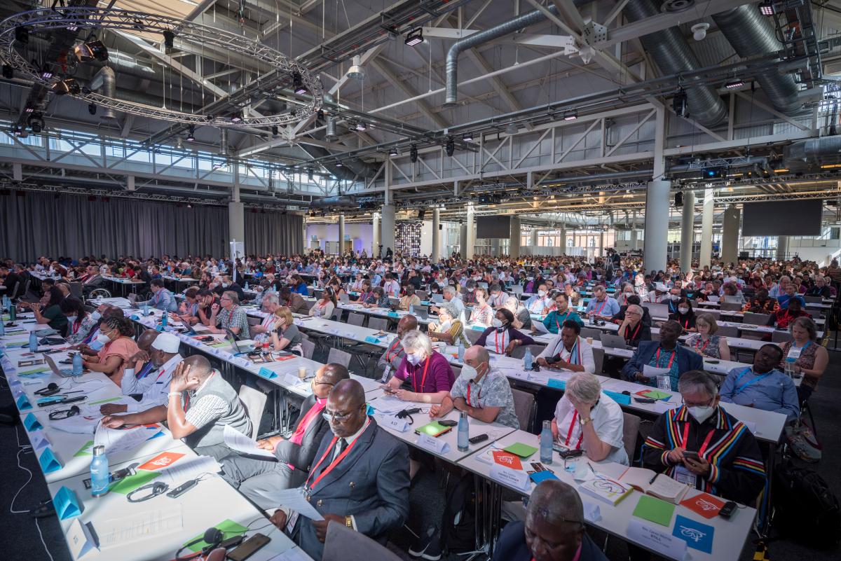 Assembly delegates gather for a business plenary session at the 11th Assembly of the World Council of Churches, held in Karlsruhe, Germany from 31 August to 8 September, under the theme 'Christ's Love Moves the World to Reconciliation and Unity'