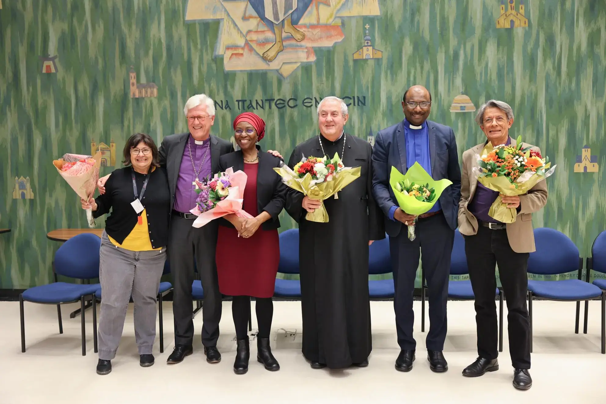 WCC new leadership saying farewell to outgoing colleagues during the closing day of the WCC Executive committee meeting at the Ecumenical Centre in Geneva
