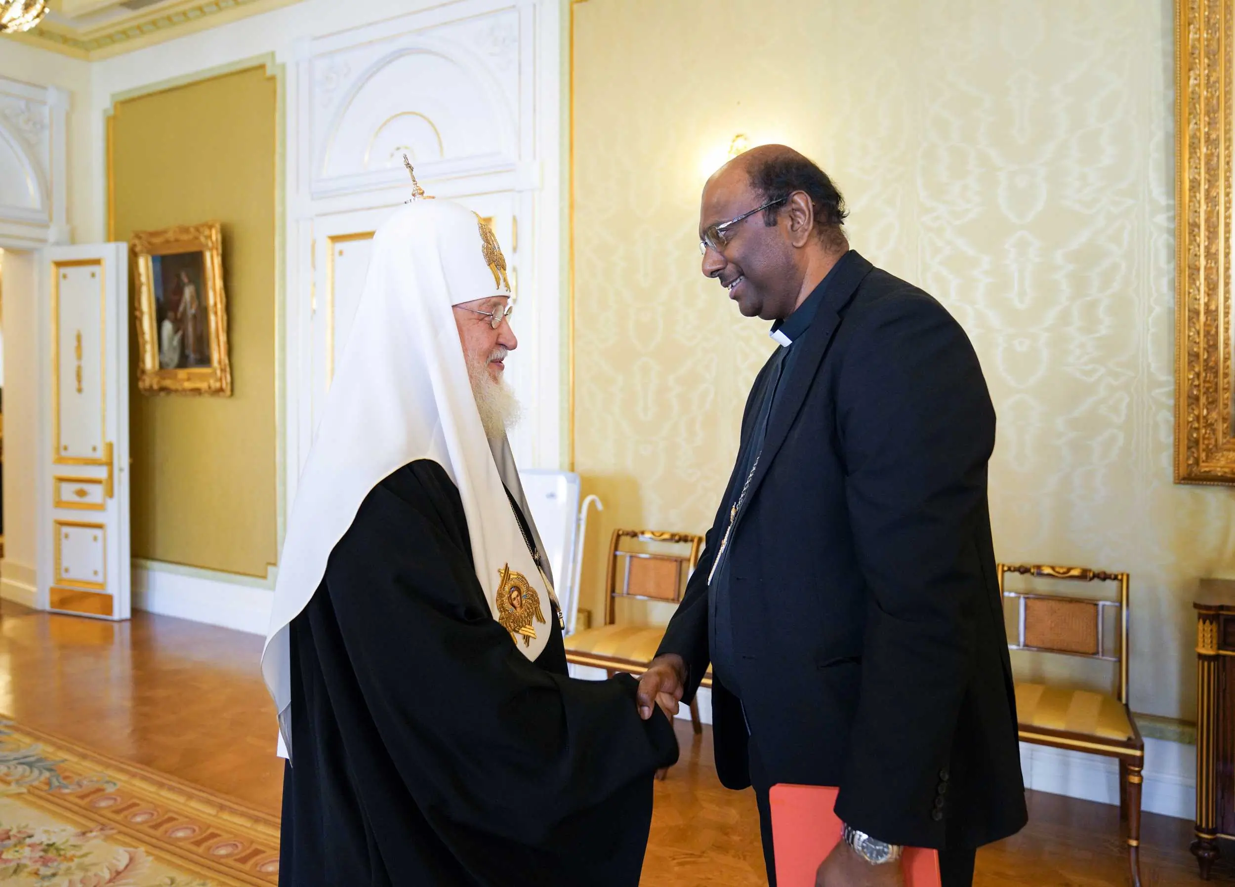 Patriarch Kirill meets with Rev Dr Jerry Pillay, general secretary of the World Council of Churches, and a WCC peace delegation