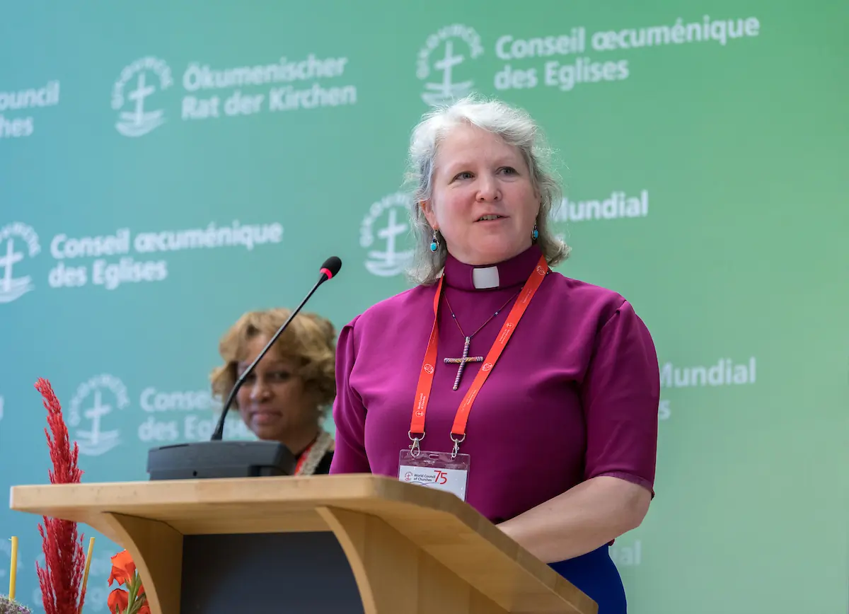 Bishop Riscylla Walsh Shaw of the Anglican Church of Canada sharing from the North American region as the WCC Central Committee gathers in Geneva on 21-27 June 2023, for its first full meeting following the WCC 11th Assembly in Karlsruhe in 2022