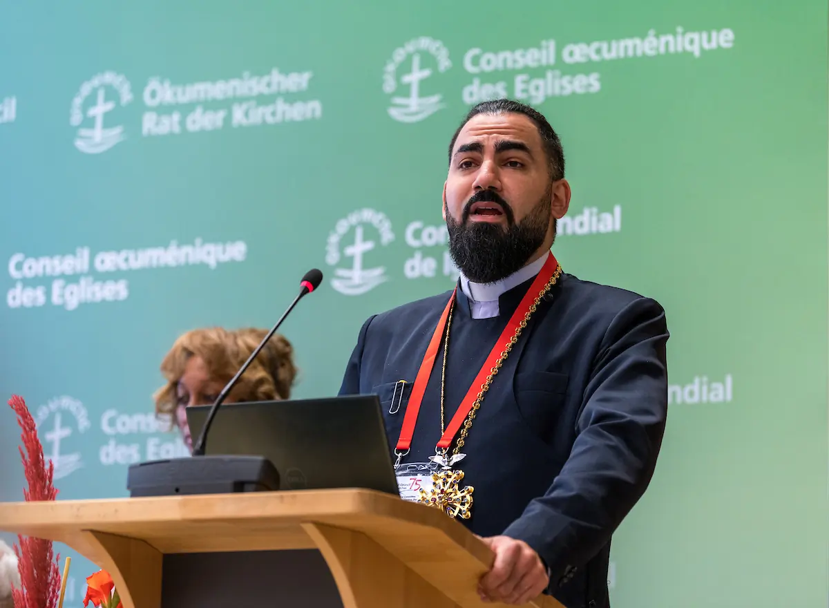 Rev. Fr Hrant Tahanian of the Armenian Apostolic Church (Holy See of Cilicia) sharing from the North American region as the WCC Central Committee gathers in Geneva on 21-27 June 2023, for its first full meeting following the WCC 11th Assembly in Karlsruhe in 2022