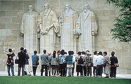 The reformation wall in Geneva (Photo from WARC website)