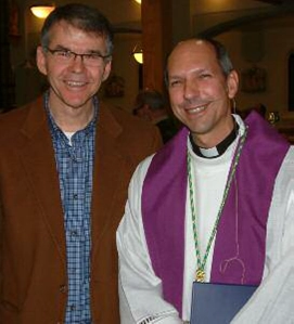 Pastor Harry Strauss and Bishop Donald Bolen at the Evangelical-Catholic worship service in Saskatoon