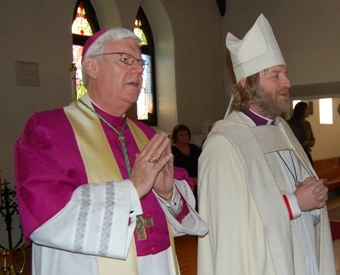 Archbishop Daniel Bohan and Bishop Gregory Kerr-Wilson at the ecumenical service for the signing of the new covenant.