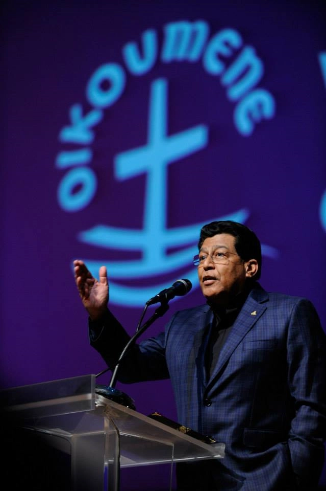 Prince Guneratnam, chair of the Pentecostal World Fellowship, addressed the Tenth Assembly of the World Council of Churches in Busan, South Korea
