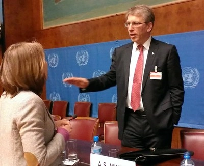 Rev. Dr Olav Fykse Tveit at the United Nations in Geneva after his speech