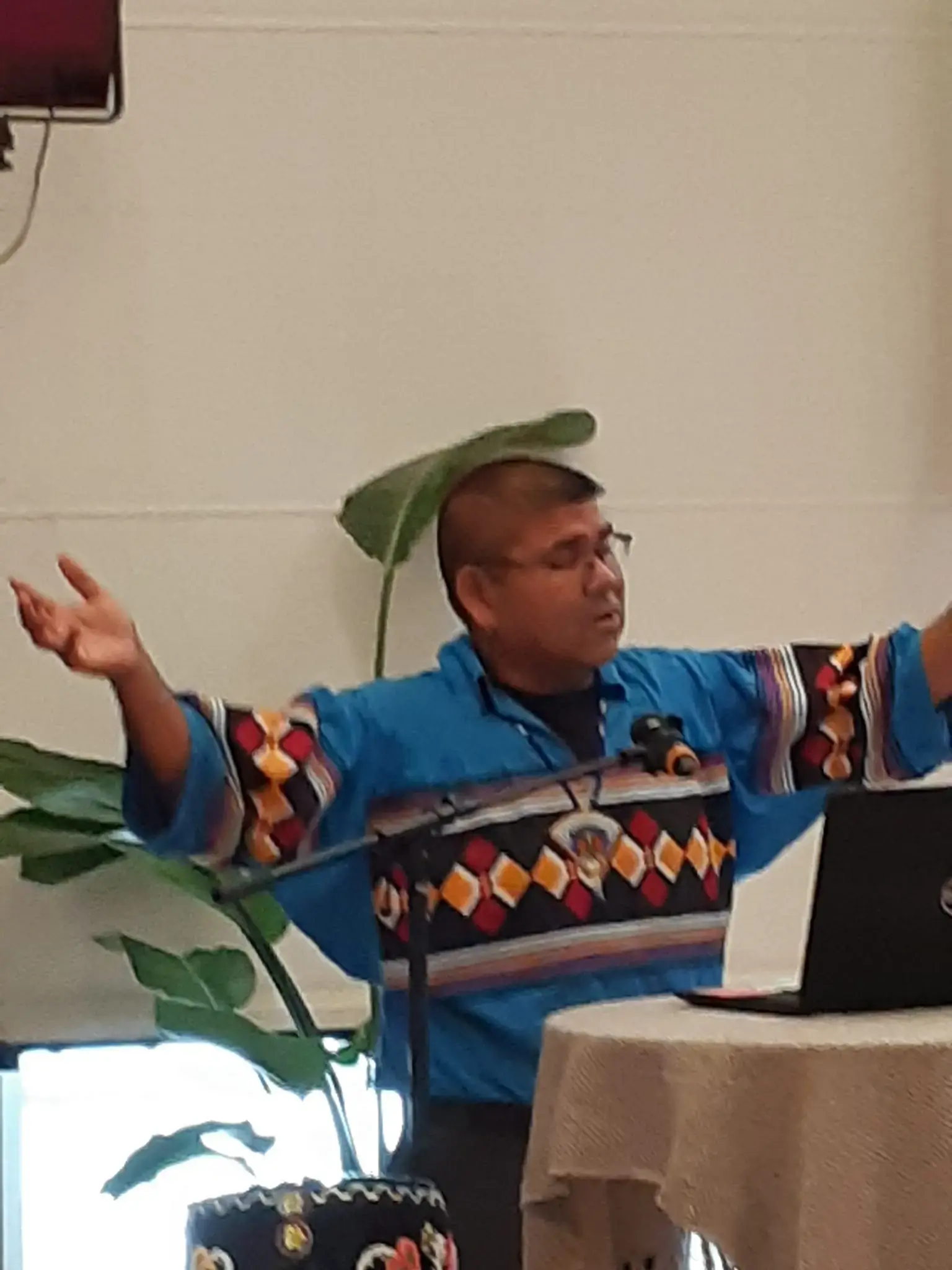 Chebon Kernel of the United Methodist Church in Oklahoma speaks to the WCC Indigenous Peoples' Pre-Assembly