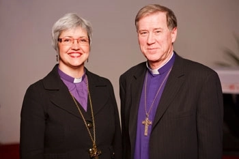 Bishop Susan Johnson, National Bishop of the Evangelical Lutheran Church in Canada with Archbishop Fred Hiltz, Primate of the Anglican Church of Canada